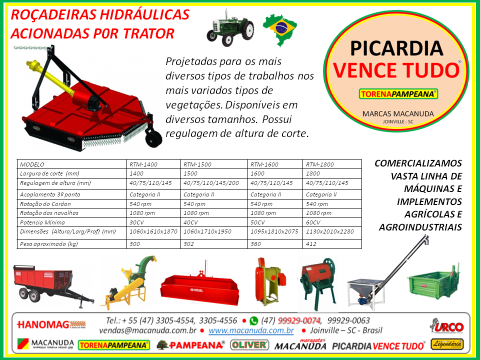 ROÇADEIRAS PARA TRATORES MÁQUINAS MACANUDA EM SORRISO MT